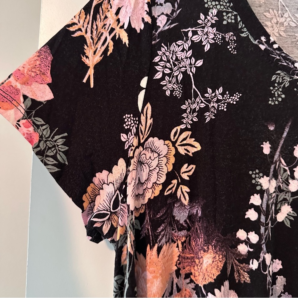 Cynthia Rowley Black Pink Floral Short Sleeve Top 1X - Picture 3 of 6